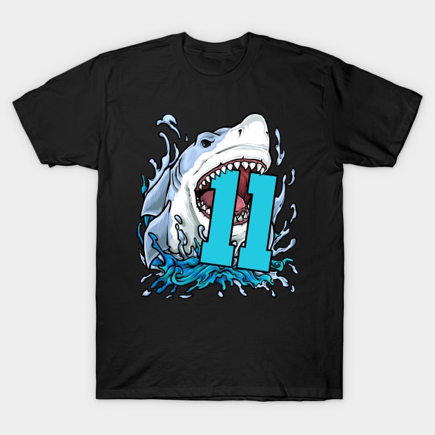 11th Birthday 11 Years Old Shark T-Shirt by KAWAIITEE